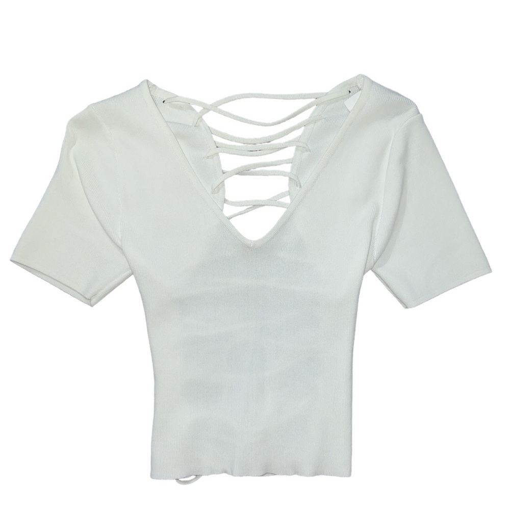 White back tied crop top